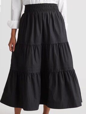 Quince Black Smocked Waist Maxi Skirt